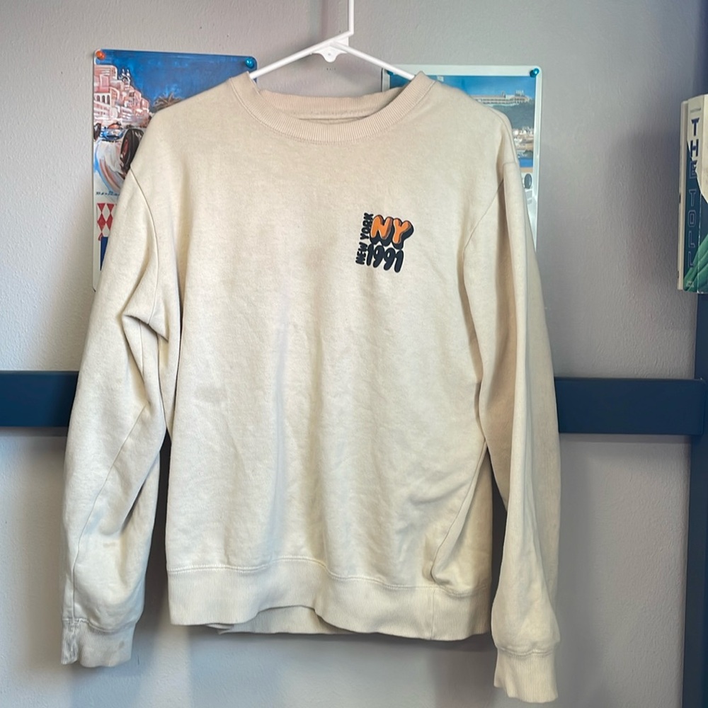 NY 1991 Cream Crewneck Men’s Size Small